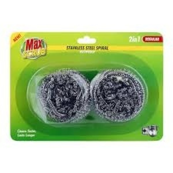MAX SCRUB STAINLESS STEEL SPIRAL 2IN1 REGULAR