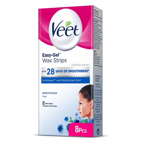 VEET FACE WAX STRIPS SENSITIVE SKIN 8 PC