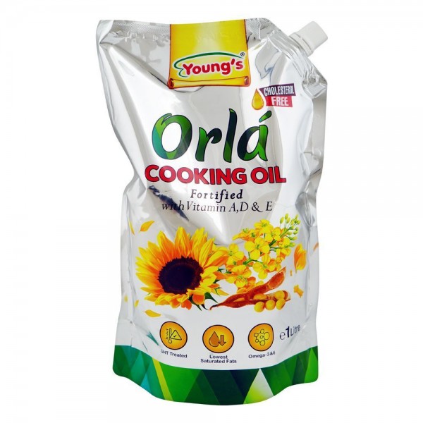 YOUNGS ORLA COOKING OIL 1LITER NOZ POUCH